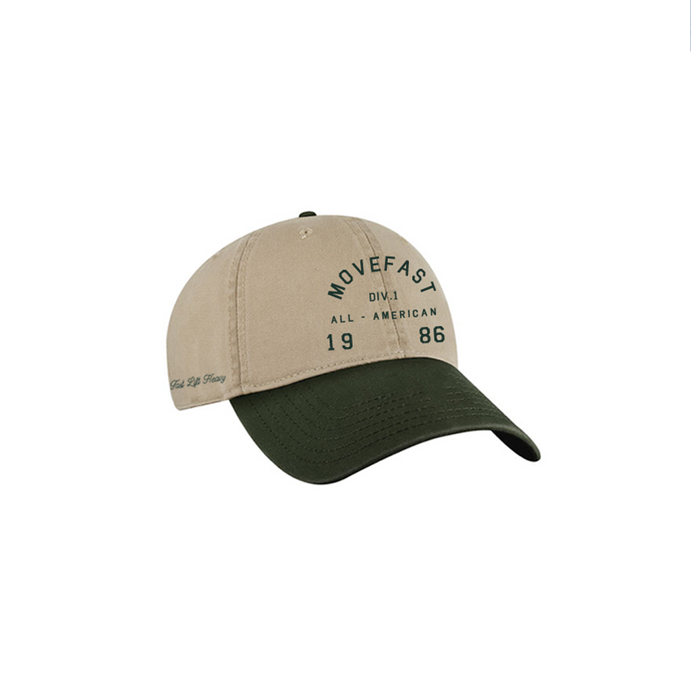 ALL AMERICAN DAD HAT / DARK GREEN N KHAKI